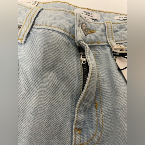 Forever 21 Low Rise Wide Leg Distressed Two Tone Denim Jeans Juniors 25 Waist - Picture 5 of 14